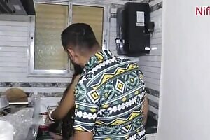 Young Newly Married Indian Wife Romantic Love Making In Kitchen