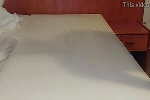 masturbation on the mattress in the hotel and licking cum