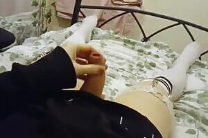 Cute Femboy Trap Rides Toy and Has Shaking Orgasm