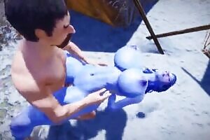 Sexy Blue Bimbo Elf Likes Huge Cocks