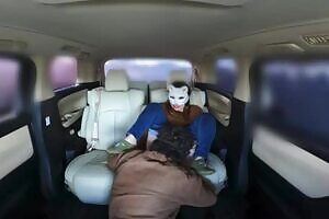 Car sex in the back while being charmed by an employee before going to work. Massive anal ejaculation at the end.