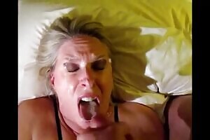 Chubby Mature Cumslut Beth takes a load of hot spunk over her face and down her throat - she slurps it down and sucks him dry like a nasty little cum whore! #cumslutbeth