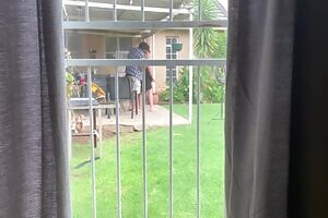 I caught my neighbours fucking outside in the backyard