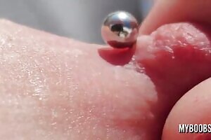Pierced Nipple Play Extreme Close Up