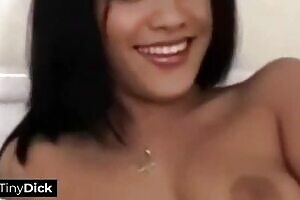 Big tits brunette give a tiny dick the best blowjob ever