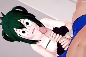Tsuyu Asui is wet after exercising, she wants to continue training in bed. (adult version)