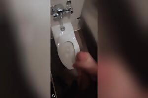 College teen jerking off in campus bathroom before exam