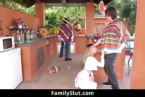 Stepsister Demi Hawks Accepts and Sucks His Stepbro While Their Stepdad Is Blindfolded and Trying to Hit the Piñata - Familyslut