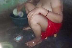 Desi beauty girl bathing in changing dress