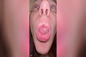 Dumb whore Dommylips is making their slutface and showing off tongue