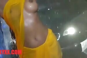 Poonam Pandey rain dance using saree in the sluttiest way possible. Stripping naked. Playing with pussy.