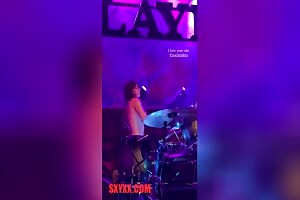 Emily Moon topless wnipple tape drumming