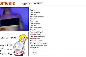 Girl with black top play the Omegle Game and get naked